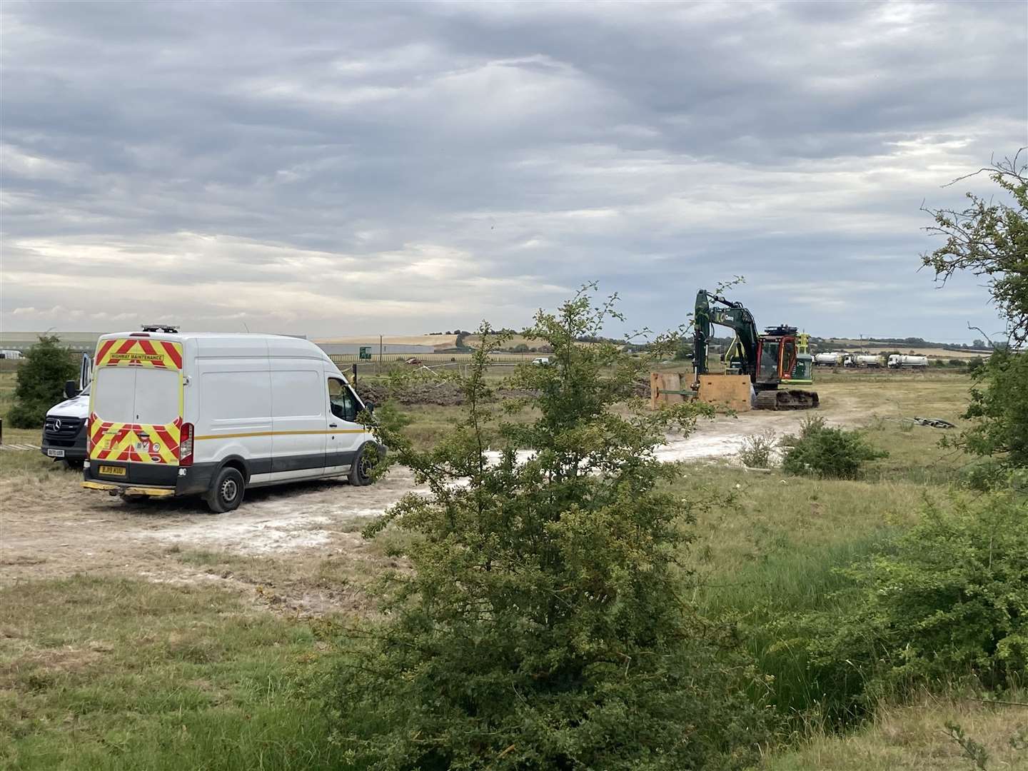 Site of the second burst pipe off the Old Sheppey Way on the Island