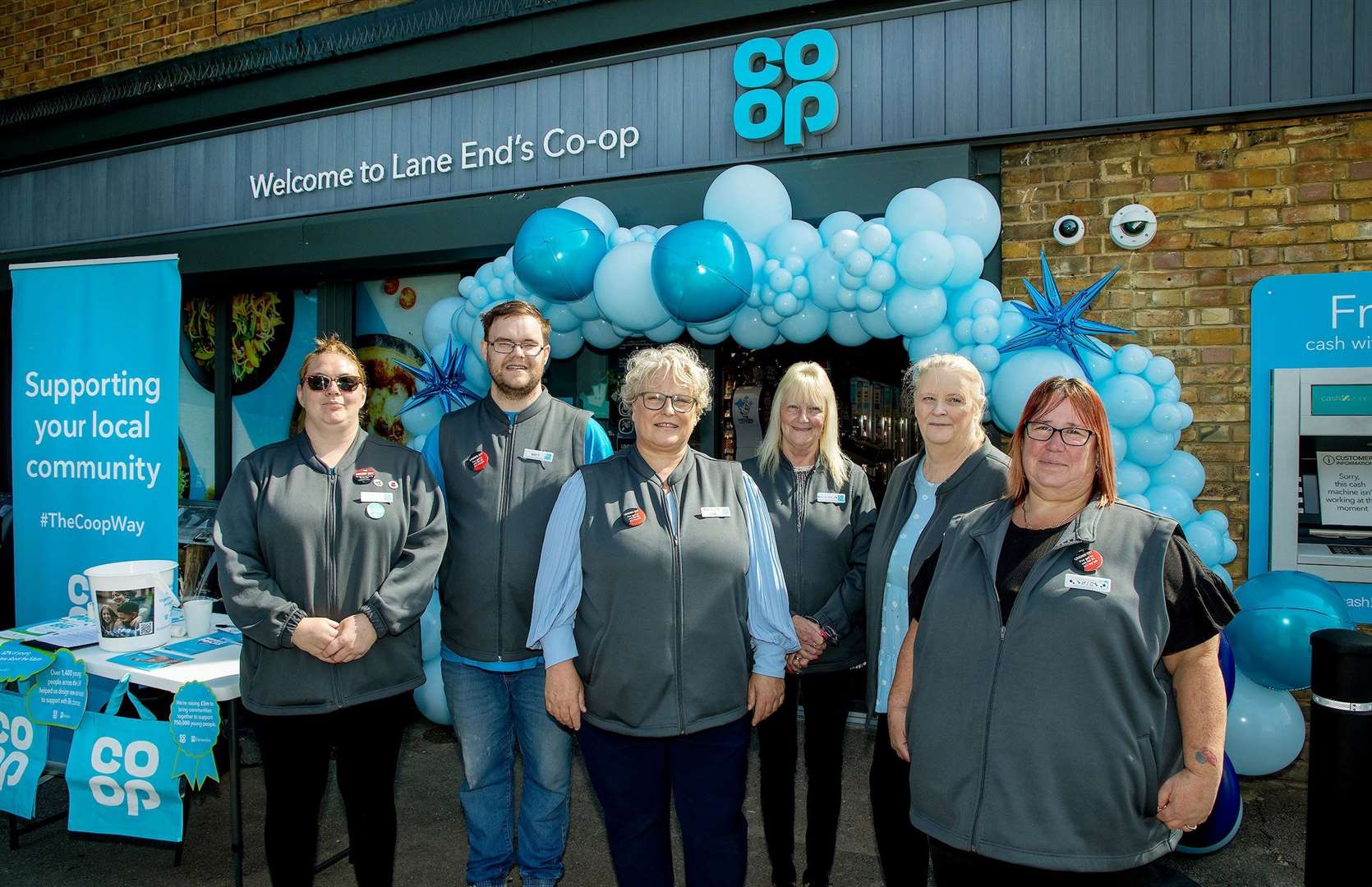 Manager Sam Smith and team at the Co-Op in Lane End. Picture: Co-Op