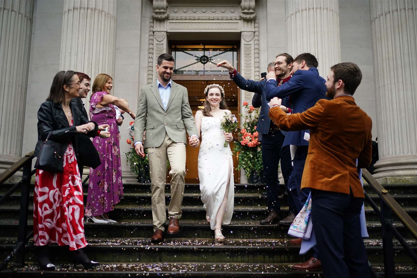 Newly married couple Christopher Hohls and Madeleine Crean (Yui Mok/PA)