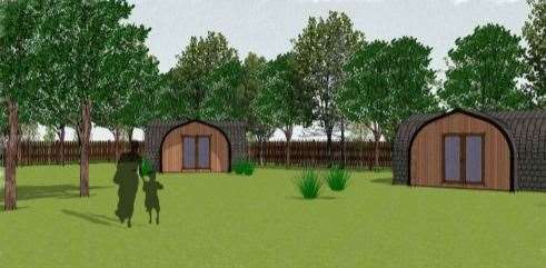 Artist impressions of what a new luxury glamping site in Borden, Sittingbourne, will look like