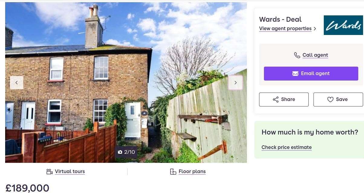 The cheapest property in Deal, as shown on Zoopla. Picture: Zoopla