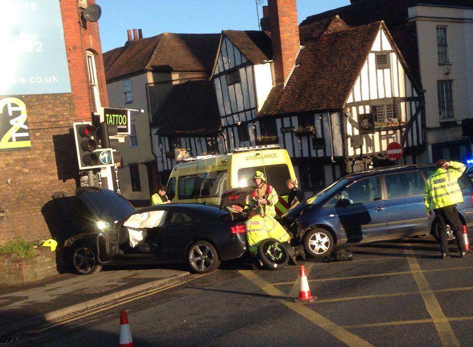 Traffic was held while the cars were recovered. Pic: Pic: Doug Roberts