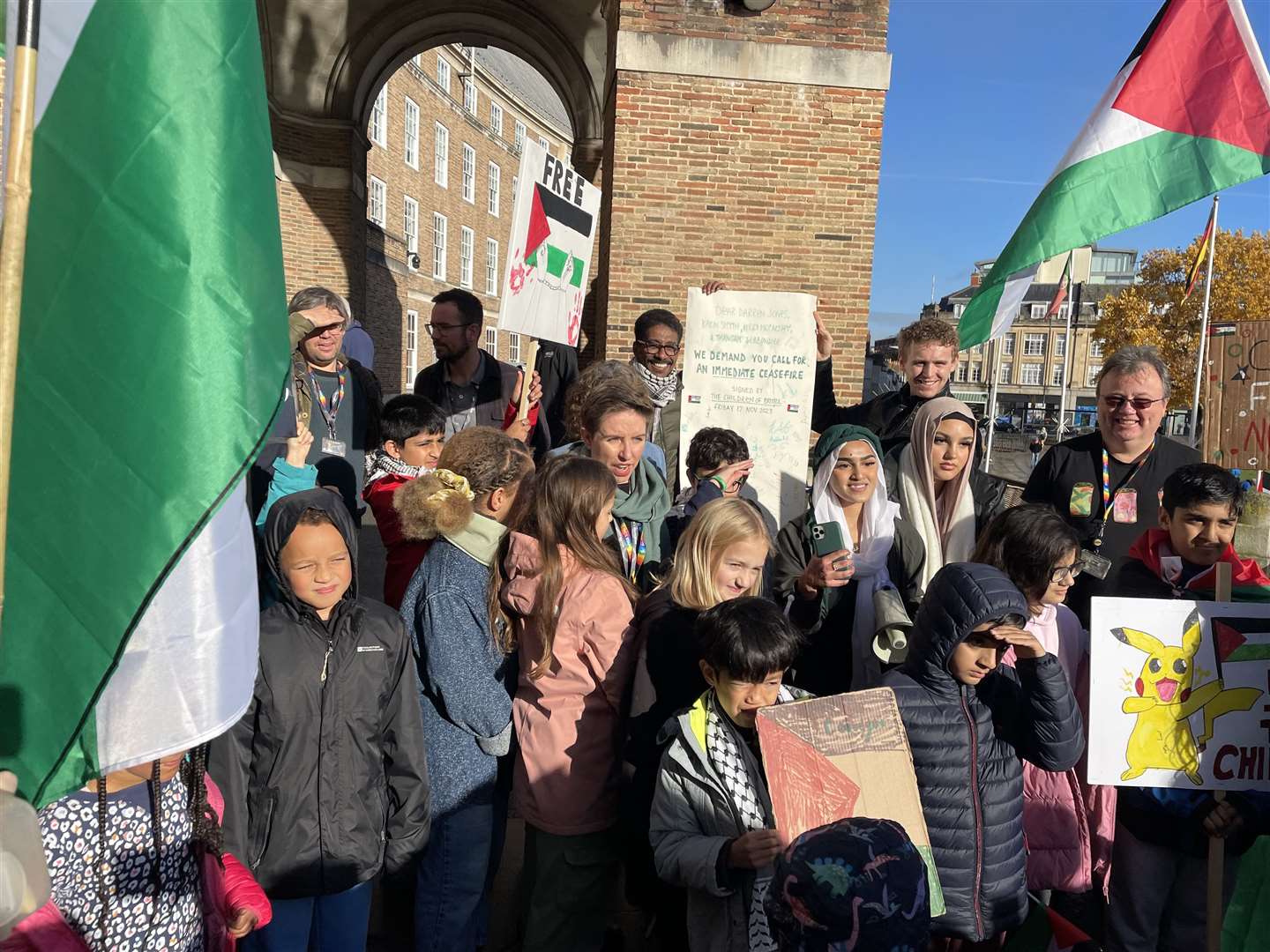 Children on school strike hand in petition calling for Gaza ceasefire