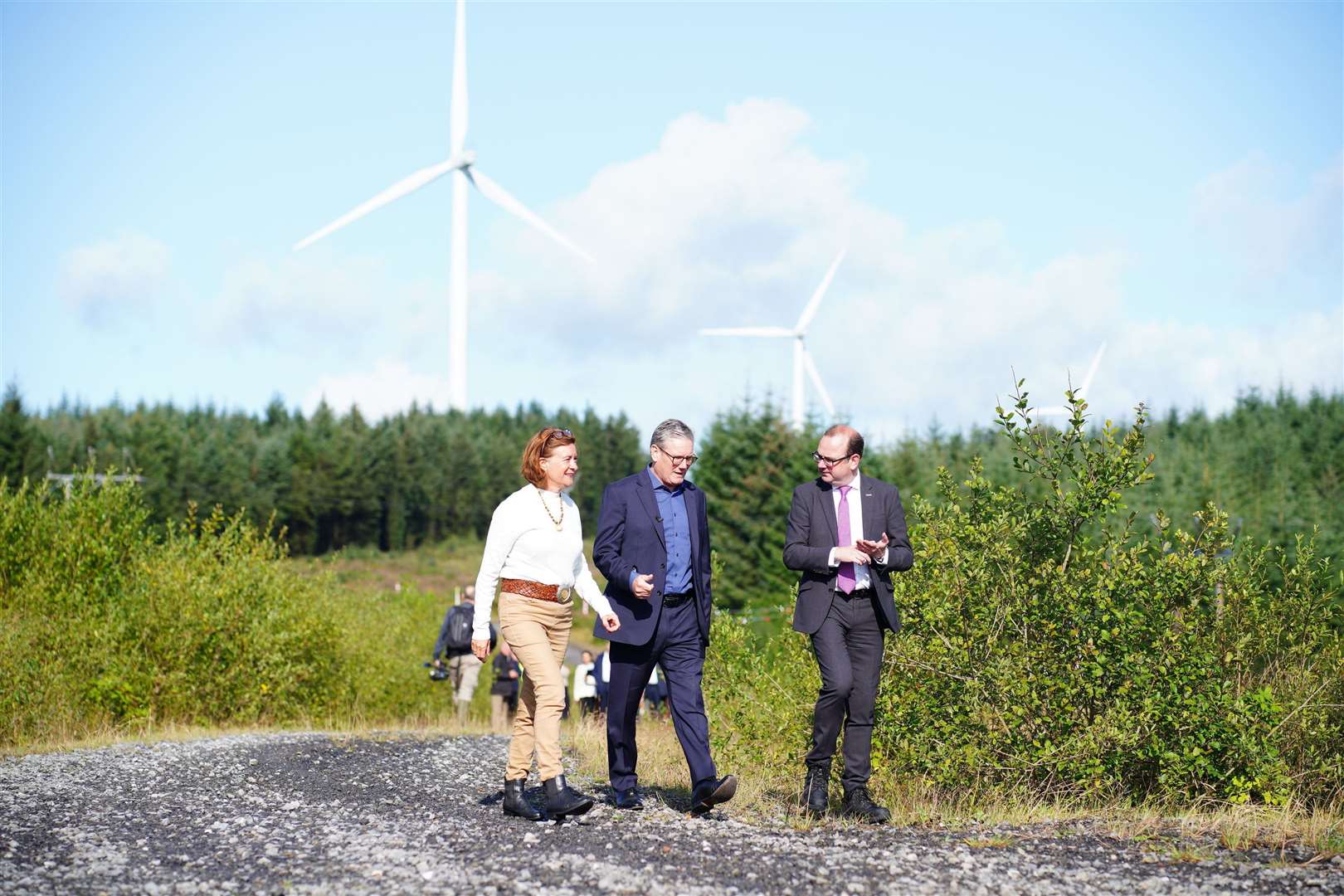 Sir Keir visited Brechfa Forest West Wind Farm, a clean energy site in Pencader, South Wales (Ben Birchall/PA)