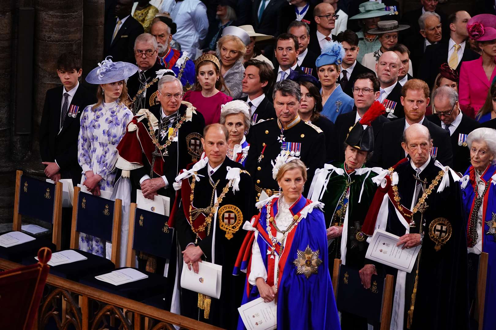 Members of the royal family take their seats in Westminster Abbey (Yui Mok/PA)