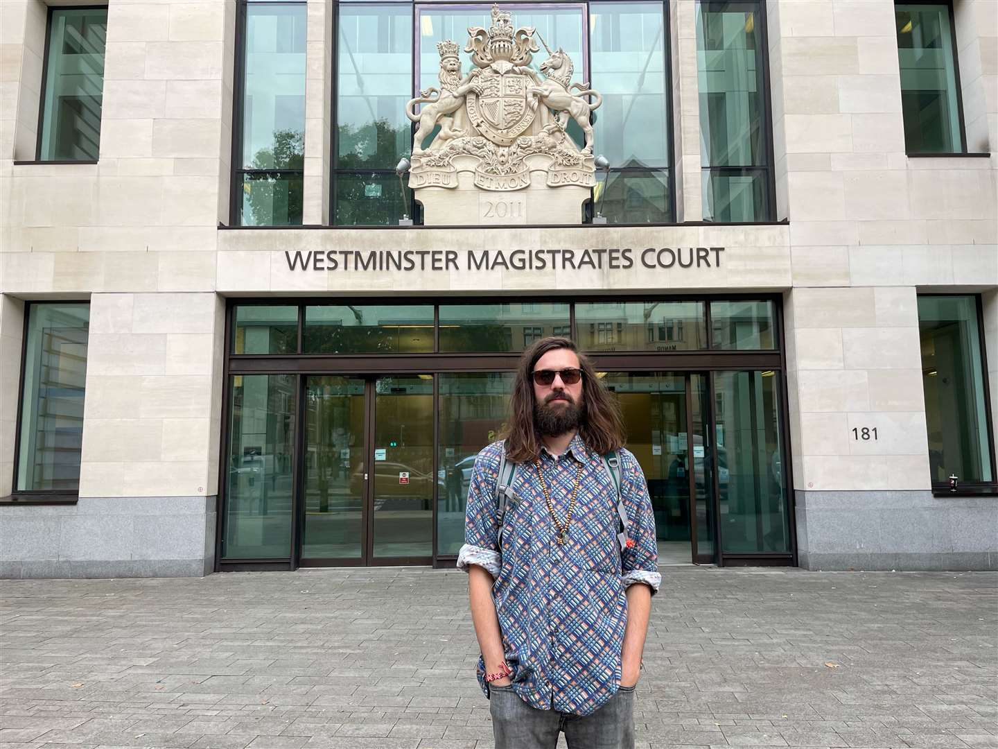 Shaun Davies was one of two activists who appeared at the court on Monday and has pleaded not guilty to the charge (PA)