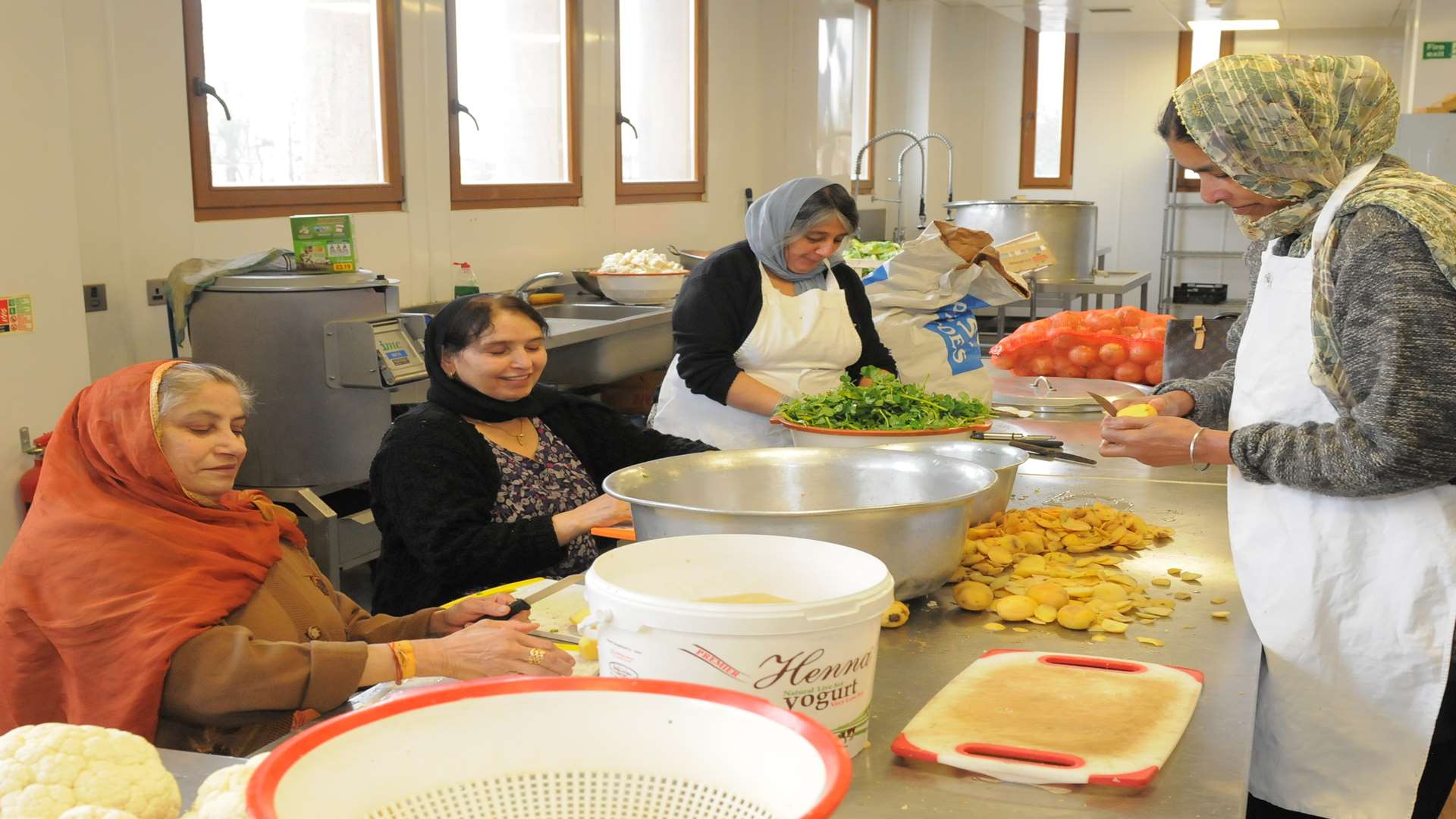 Food preparation at the Gurdwara in Gravesend