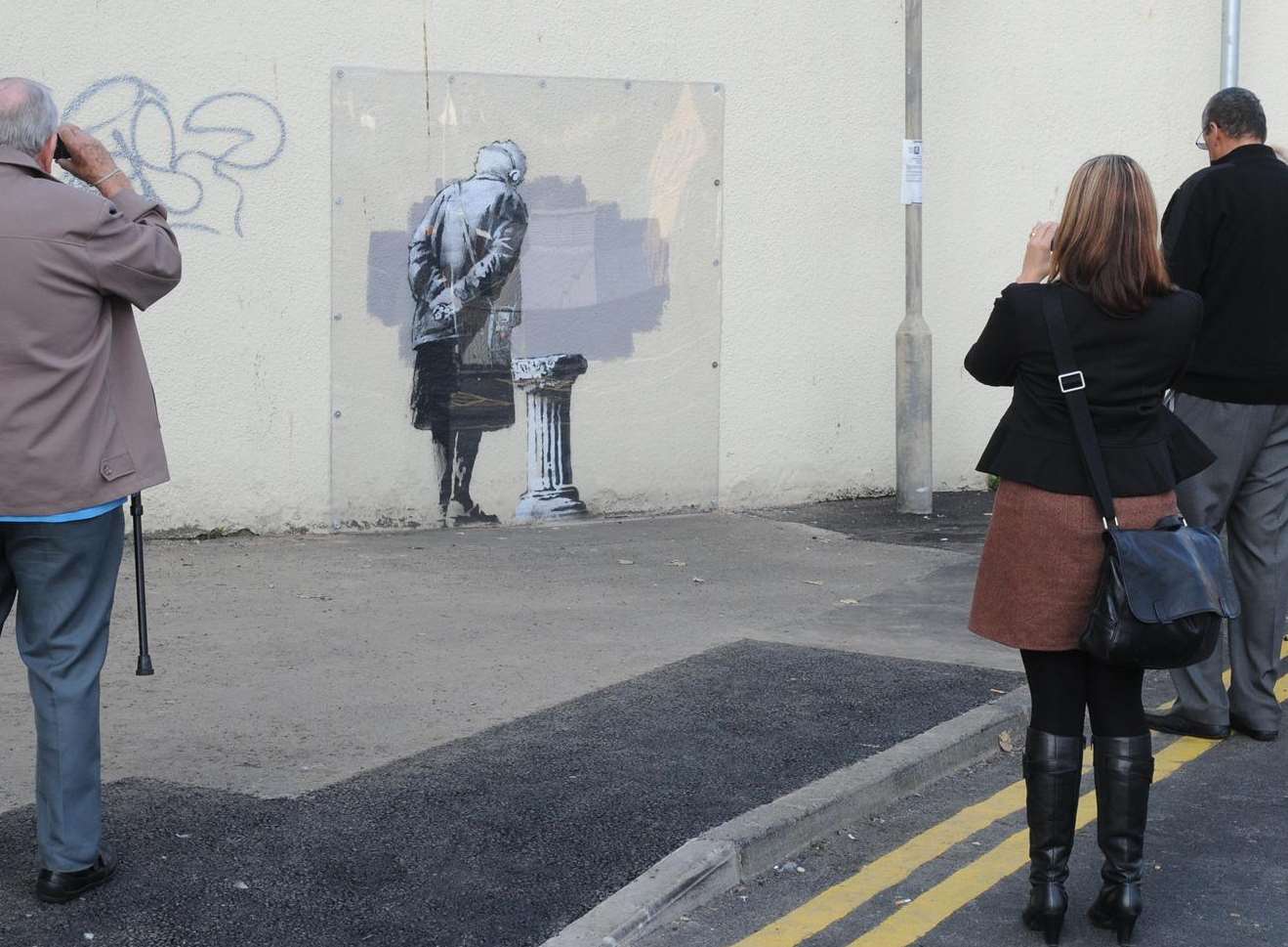 People flocked to see the new Banksy artwork in Folkestone