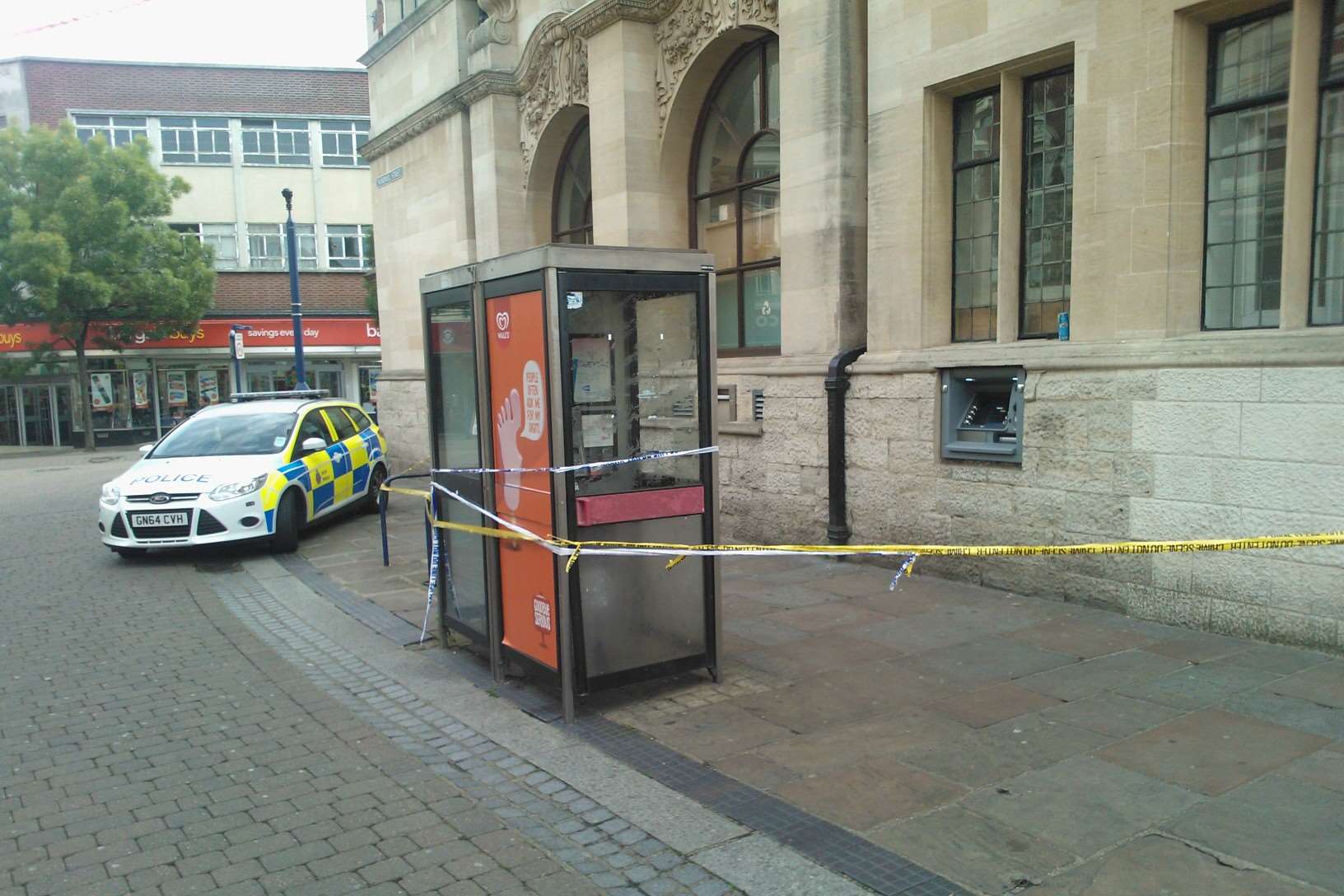 This area by Natwest bank in Windmill Street was cordoned off this morning