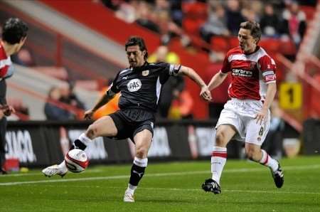 Matt Holland closes down Jamie McAllister in the defeat to Bristol City. Picture: Barry Goodwin