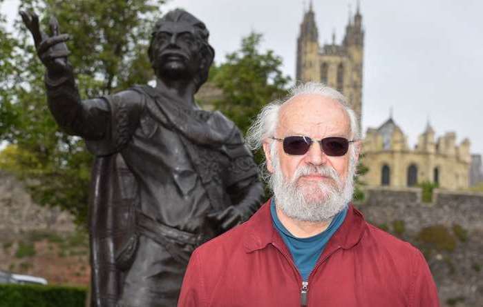 Michael Steed, pictured with the statue of King Ethelbert in Lady Wootton’s Green, Canterbury, which he played a leading role in securing for the city