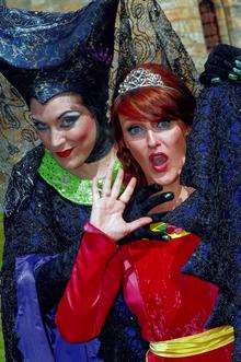 Ellie Chidzey as Carabosse the Bad Fairy and Lauren Harrison as Princess Belle in Sleeping Beauty