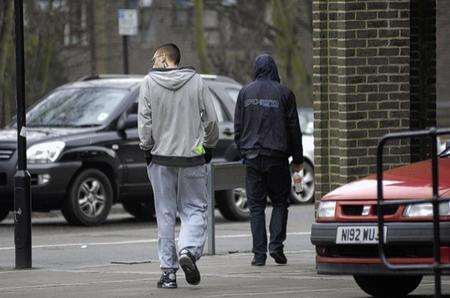 Mark Penny (Grey hoodie) and Levi Covey (Dark hoodie)