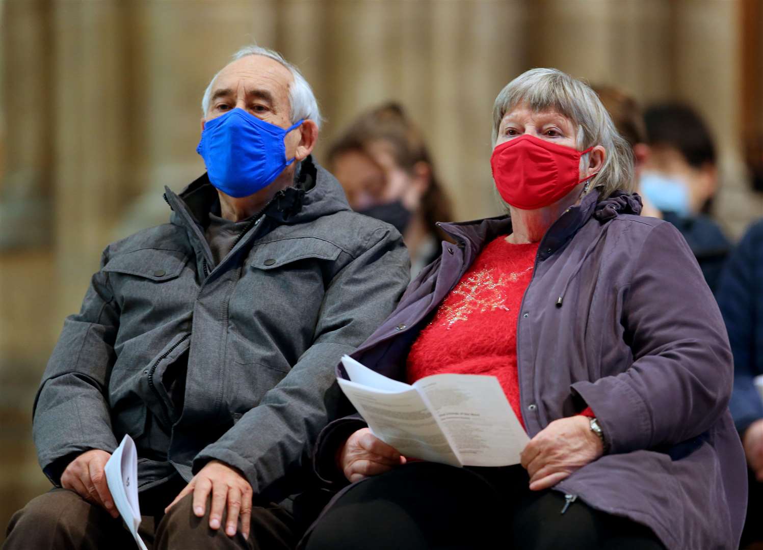 Members of the congregation wore masks during the service (Garether Fuller/PA)