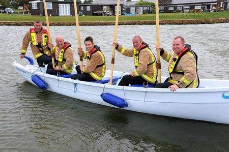 From left, James Ashby, Paul Ross, Steve Smart, Tony Fox and Ron Selfe at Sheppey Sea Cadets HQ at Bartons Point, Sheerness, in the boat they will use