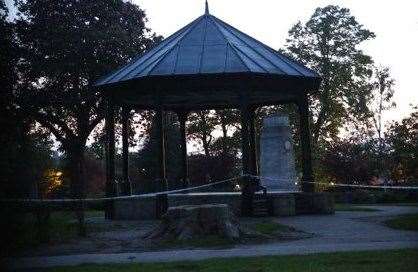 A victorian gazebo in Brenchley Gardens was taped off by police Pic: UKNIP
