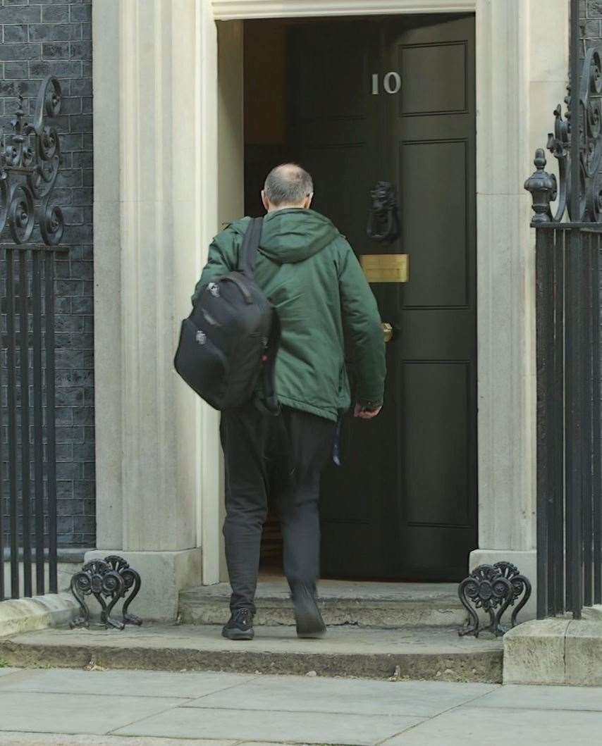 Dominic Cummings arrives in Downing Street (PA)