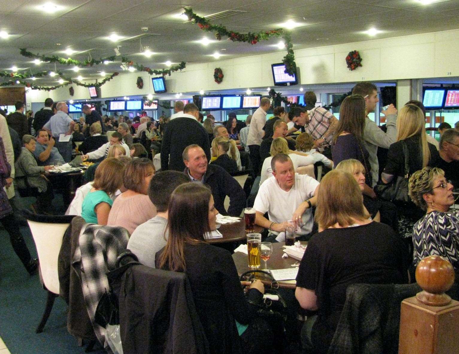 A Christmas night out at Crayford Greyhound track. Diana Illingworth