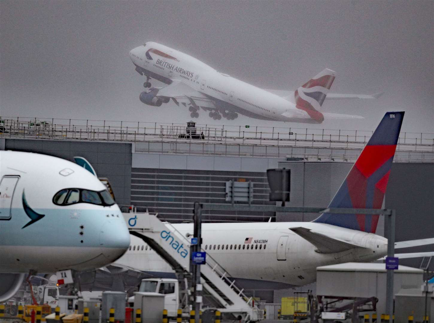 Aircraft G-CIVY, one of the last two British Airways Boeing 747-400 aircraft, takes off on its final departure from Heathrow Airport, London (Steve Parsons/PA)