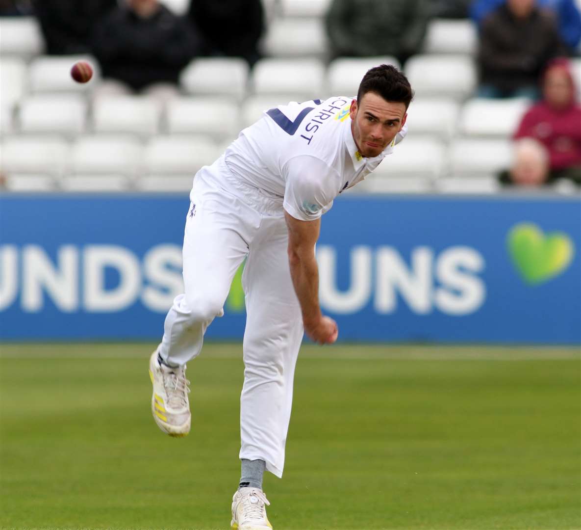 Nathan Gilchrist took 3-71 - including the wicket of Hampshire centurion James Vince. Picture: Barry Goodwin