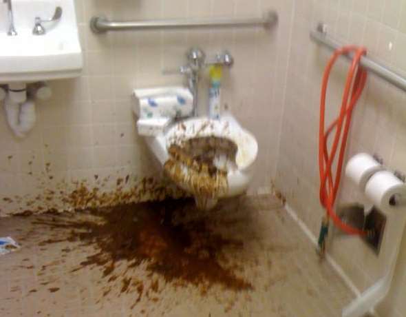 The image of a disabled toilet cubicle splattered in faeces was posted online