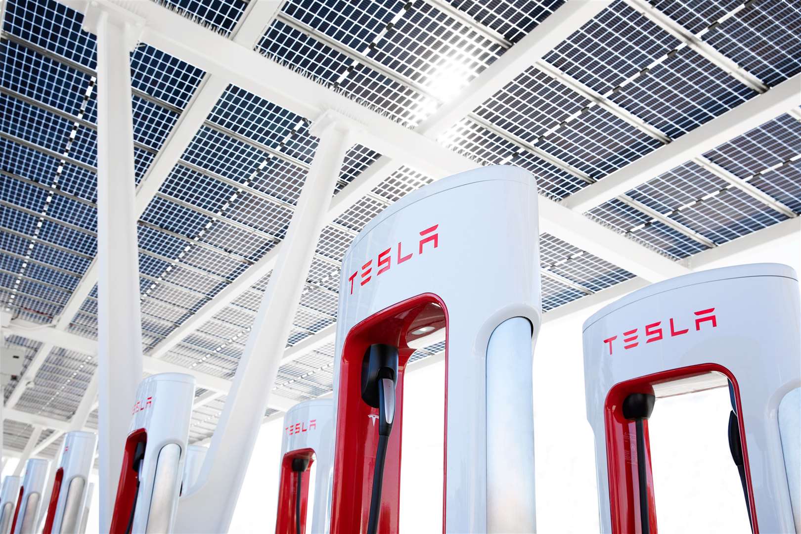 Tesla's supercharger units are leading the way in the UK for motorway users. Picture: Tesla