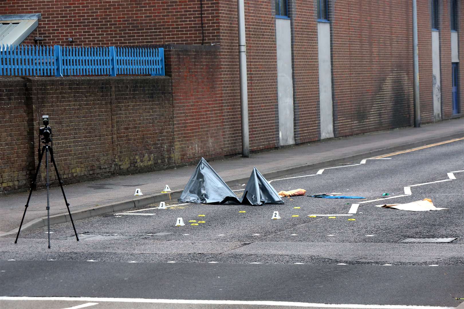 Police at the scene of a crash in New Road, Chatham. Images: UKNiP (40246075)