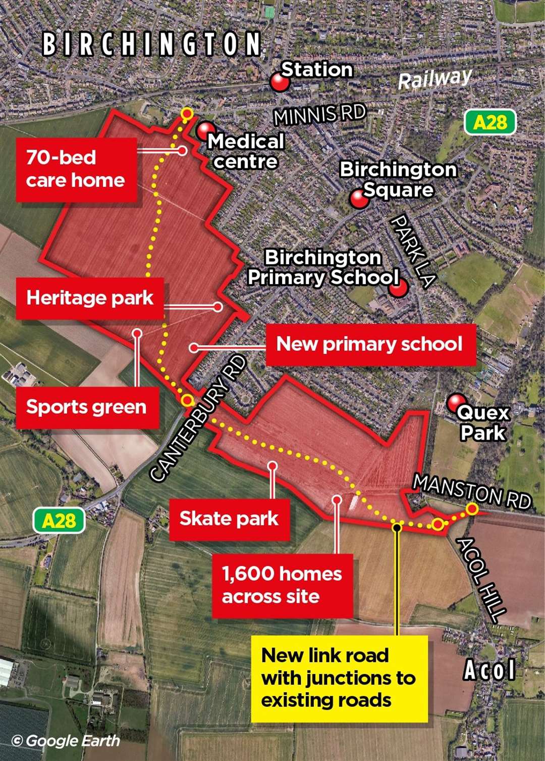 The masterplan for the 1,600-home estate in Birchington