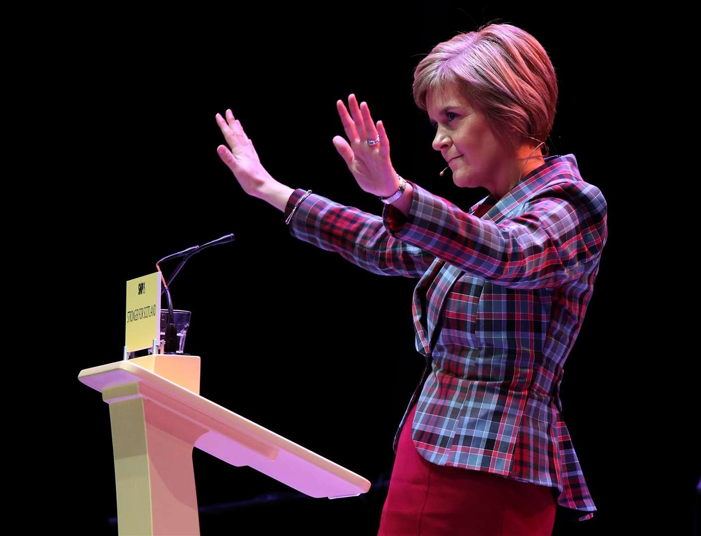 Nicola Sturgeon addressed an audience of about 12,000 at Glasgow’s Hydro arena within weeks of becoming first minister (Andrew Milligan/PA)