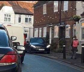 Traffic mounts the pavement in Yalding (23317894)