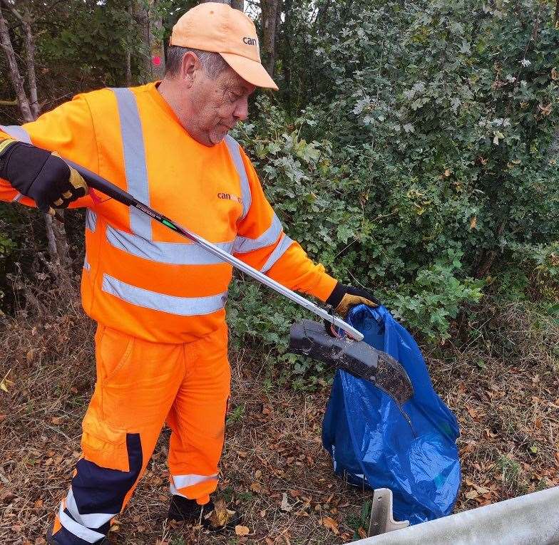 Workers cleared rubbish and litter from the entire Canterbury district part of the A2. Picture: Canterbury City Council