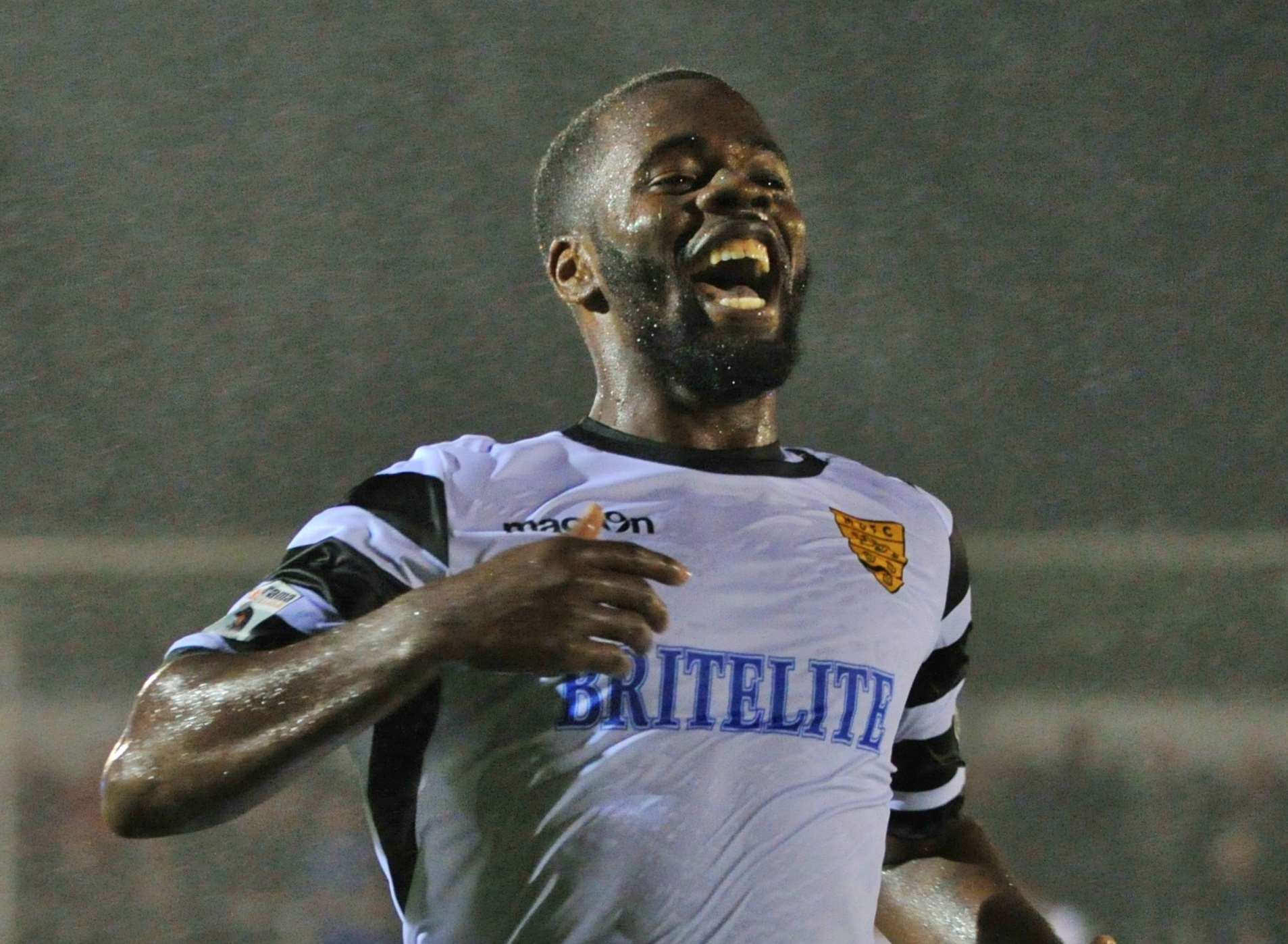 Zavon Hines celebrates his winner at Eastleigh Picture: Steve Terrell