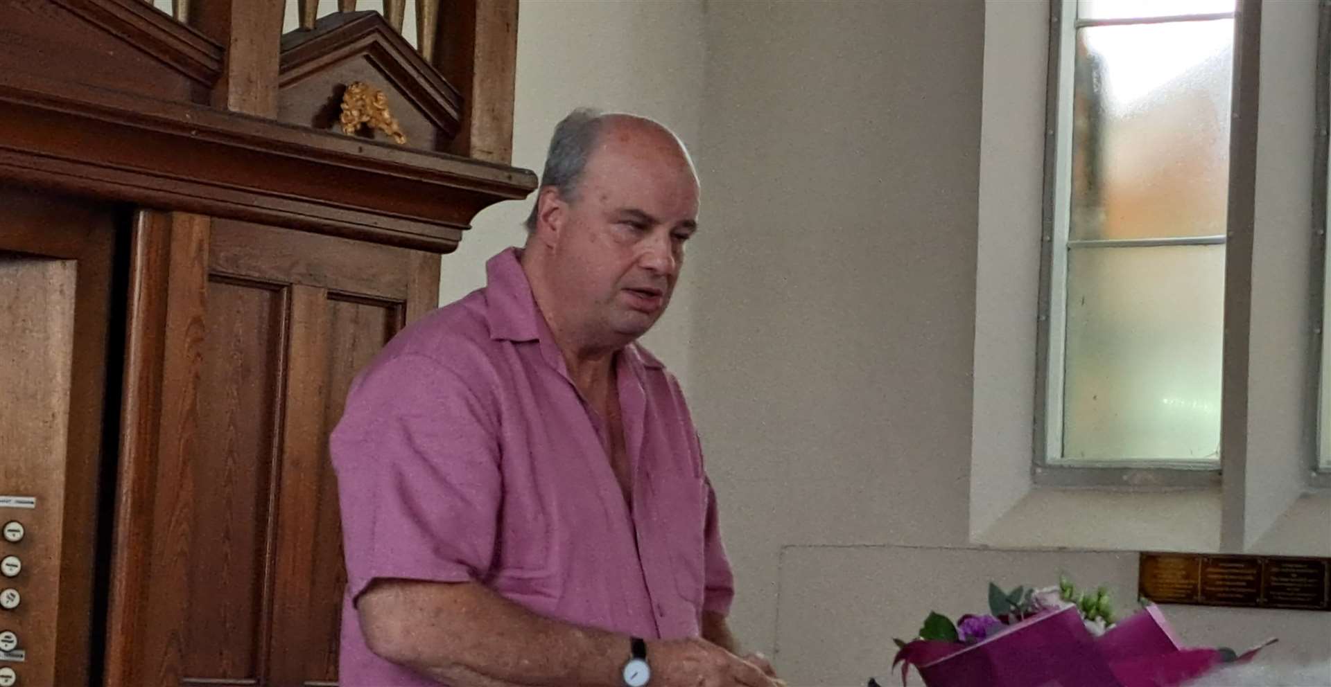 James Thomas, chairman of Headcorn Parish Council, speaking at the official opening of the Heart of Headcorn at the Old Methodist Church