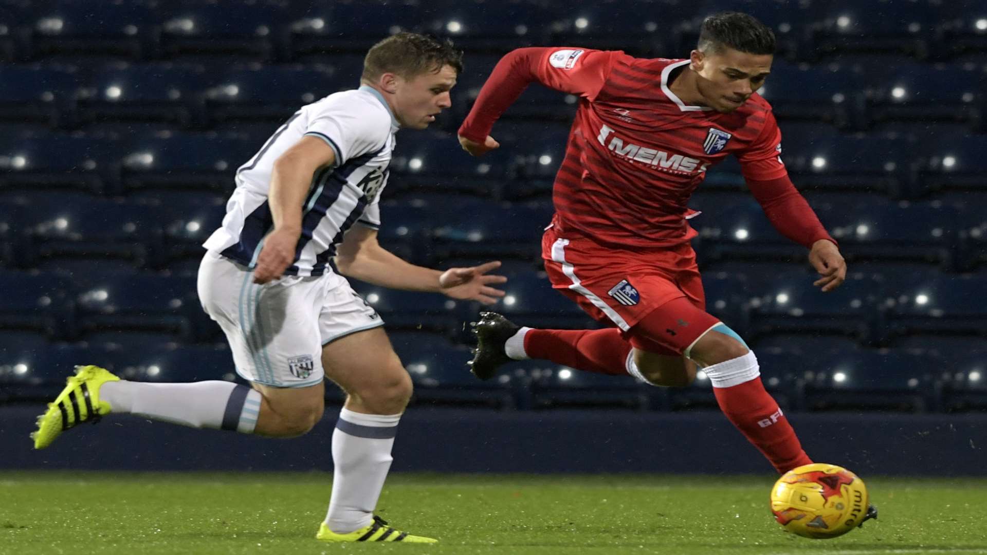 Bradley Garmston on the ball against West Brom Picture: Barry Goodwin