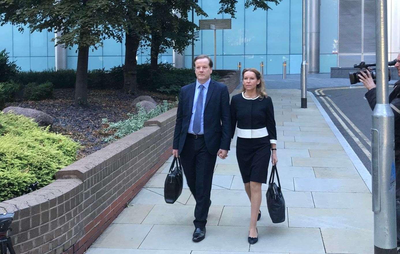 Charlie Elphicke and wife Natalie arriving at Southwark Crown Court