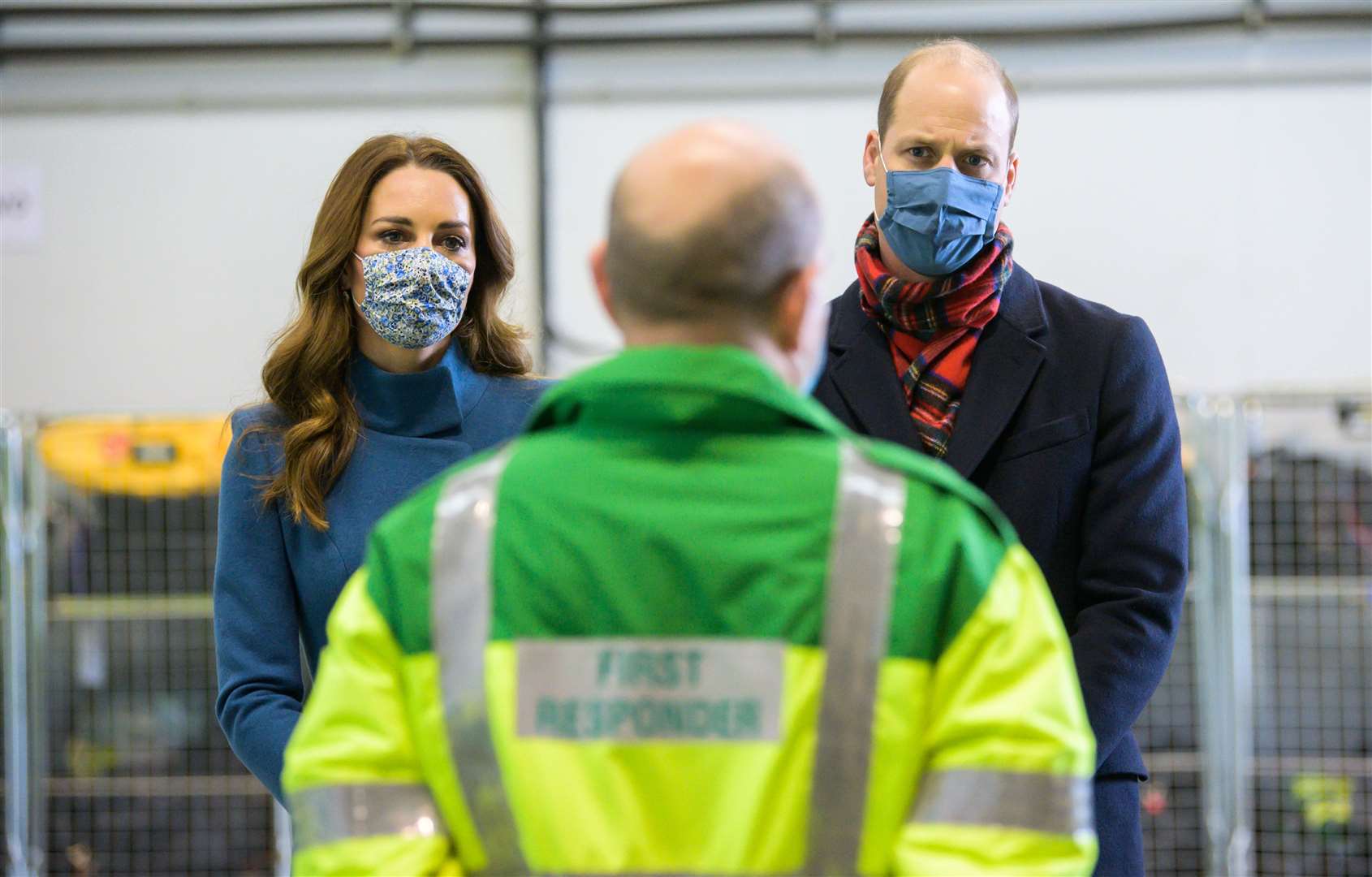 Kate and William meeting an ambulance worker in Newbridge, near Edinburgh (Wattie Cheung/PA)