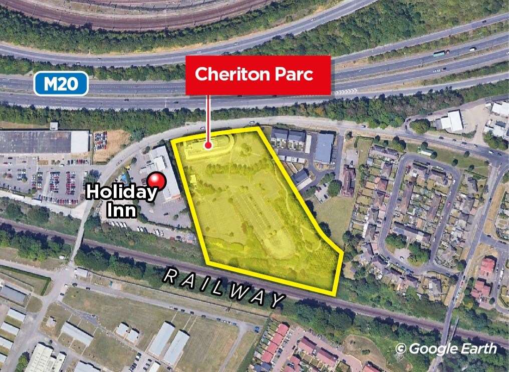 The Cheriton Parc site sits close to the M20