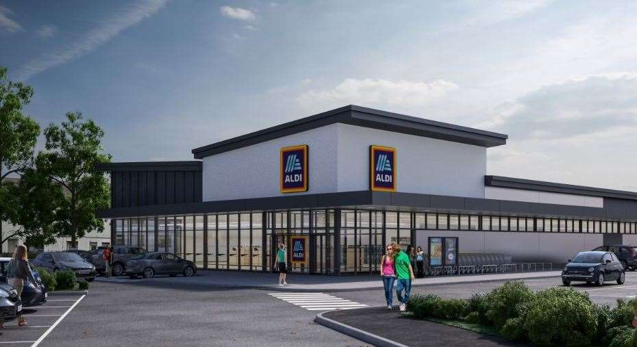 Artist impression of how the Aldi store in Deal will look