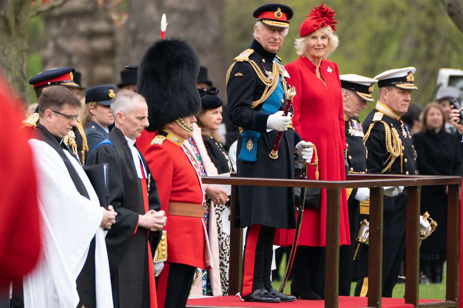 Charles and Camilla at the military ceremony on Thursday (Stefan Rousseau/PA)