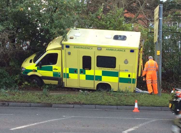 The ambulance is at the side of the road. Picture: Mark Norman