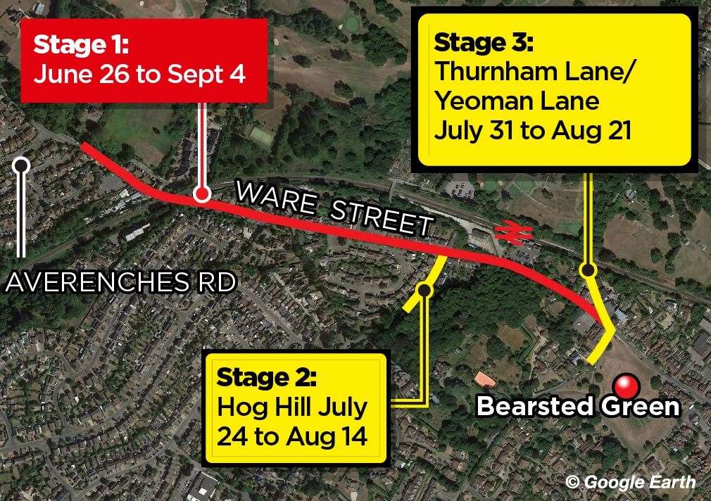 Bearsted near Maidstone faces two months of road closures for SGN