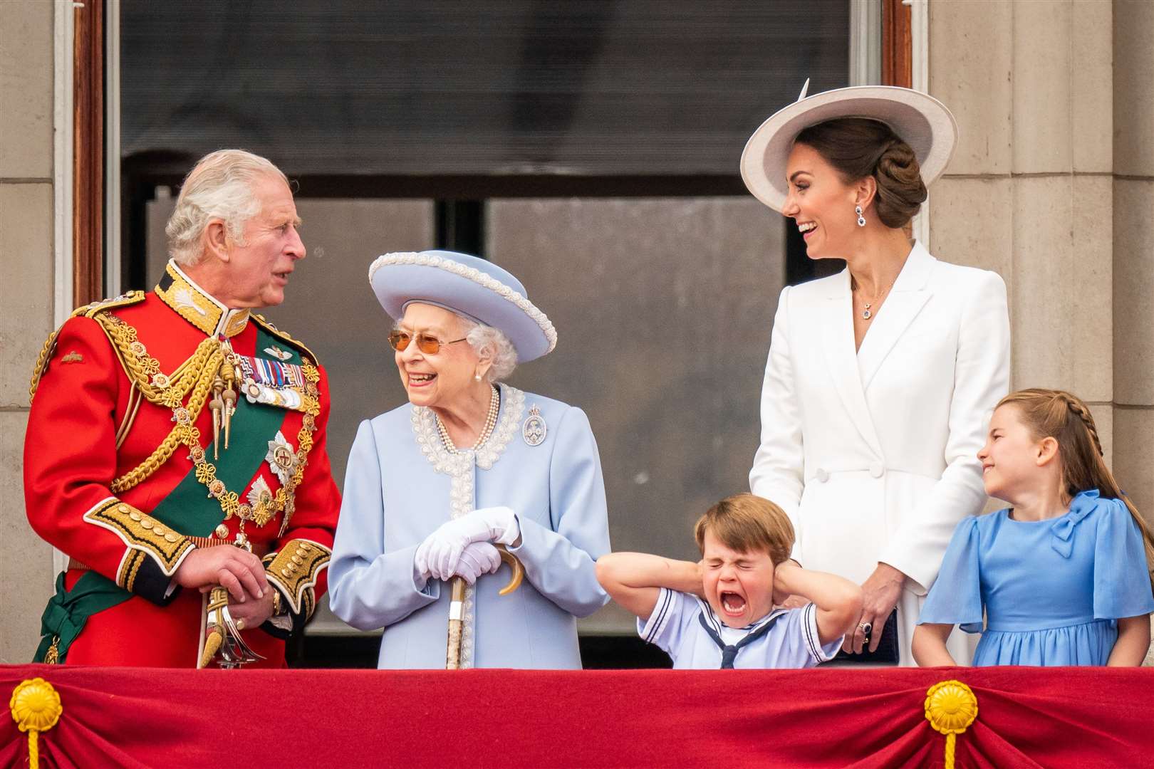 The Queen and family members on the balcony of Buckingham Palace after the Trooping the Colour ceremony in 2022 (Aaron Chown/PA)