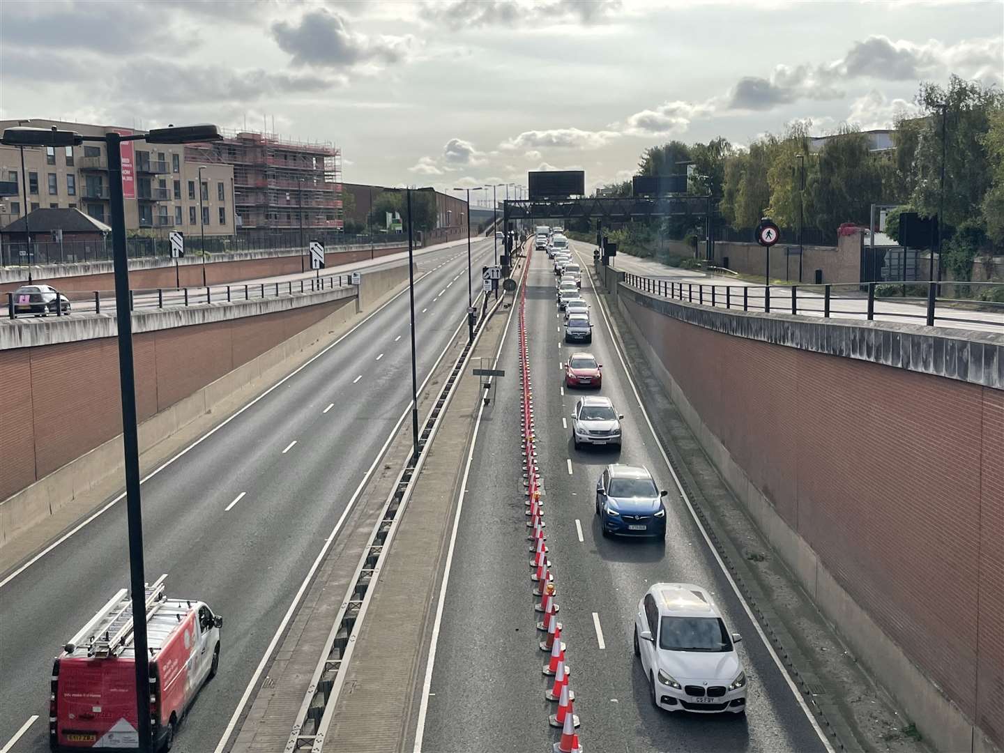 The queues through Medway Tunnel this morning