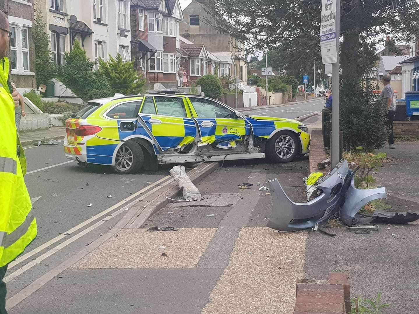 A police car has crashed on the A228 in Strood. Picture: Petra West