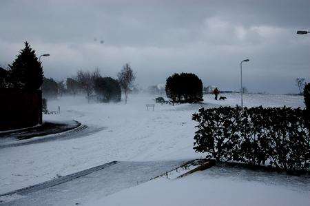 Hawkinge in the snow this morning. Picture: Sophie West.