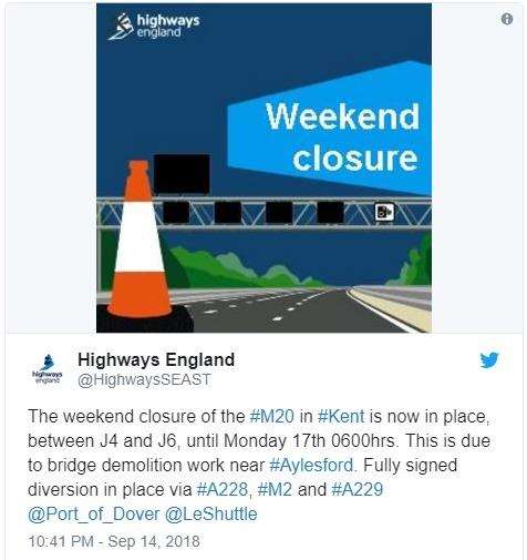 Highways England confirmed the closure (4186409)