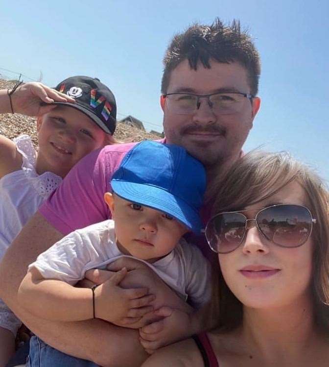 Becky Maude with her family at Lydd-on-Sea, Dungeness. Picture: Becky Maude