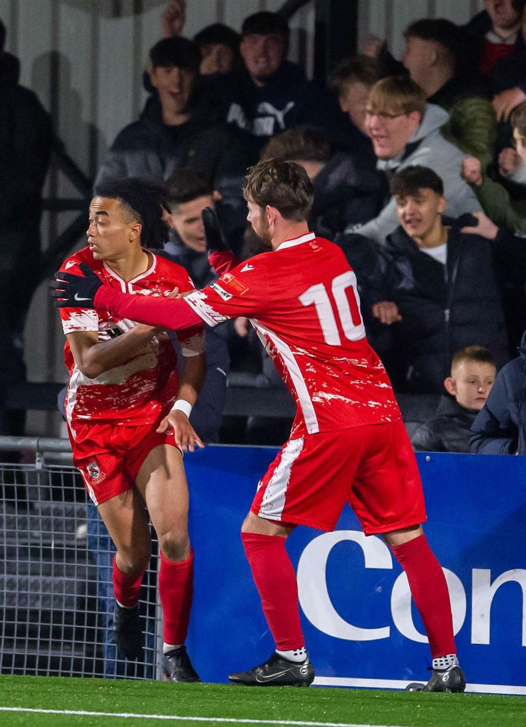 TJ Jadama, left, scored Ramsgate's consolation in their Kent Senior Cup exit at Margate. Picture: Ian Scammell