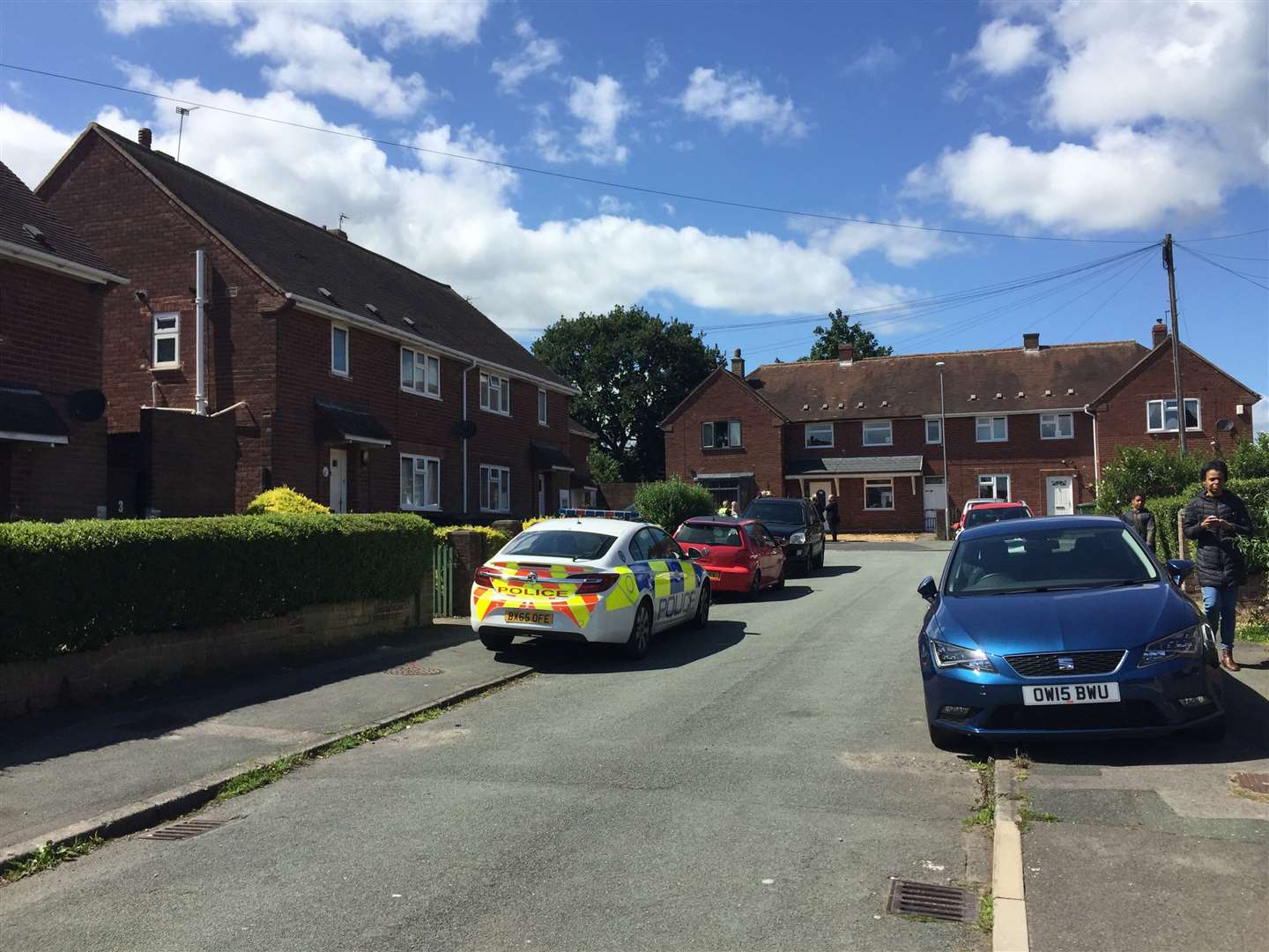 Police at the scene in Stephens Close, Wolverhampton, where the two paramedics were stabbed (Richard Vernalls/PA)