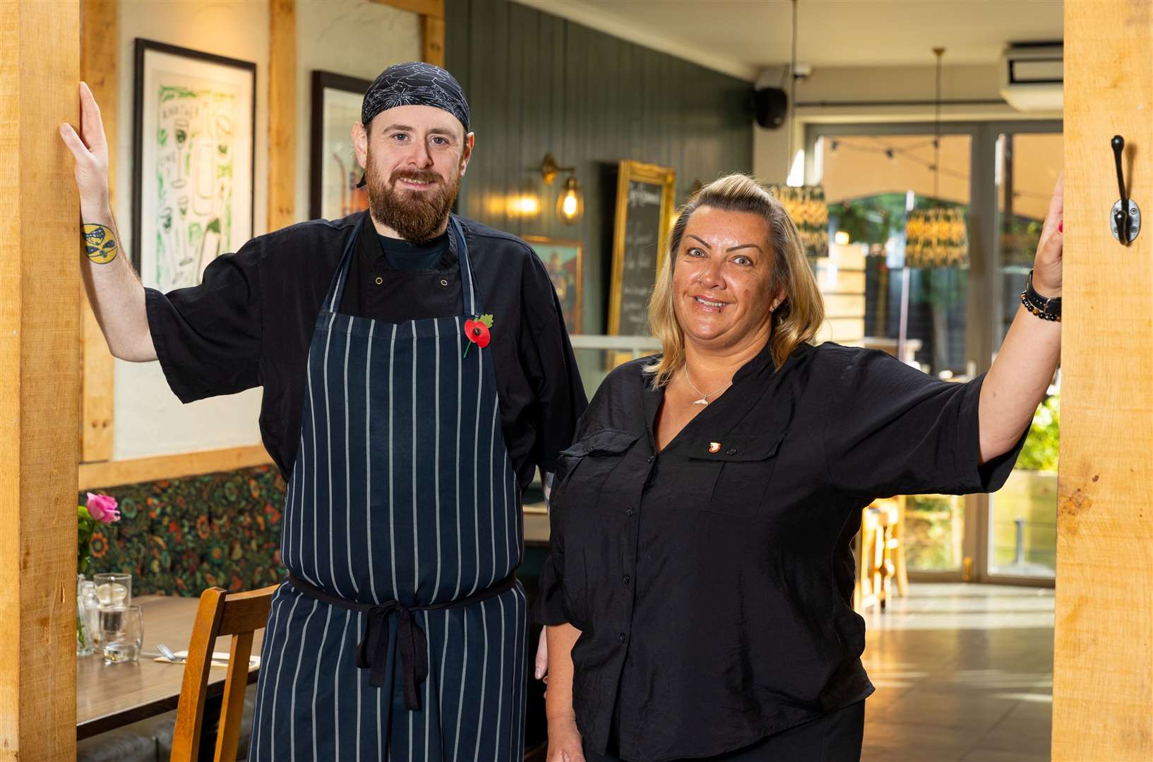 Manager at the Horse and Groom in Wilmington, Tina Hunt with the head chef, Paul Gills. Picture: Shepherd Neame